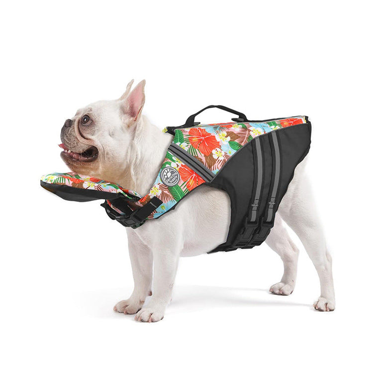 Harbor Hound SafeSwim Dog Life Jacket in Orange Flowers