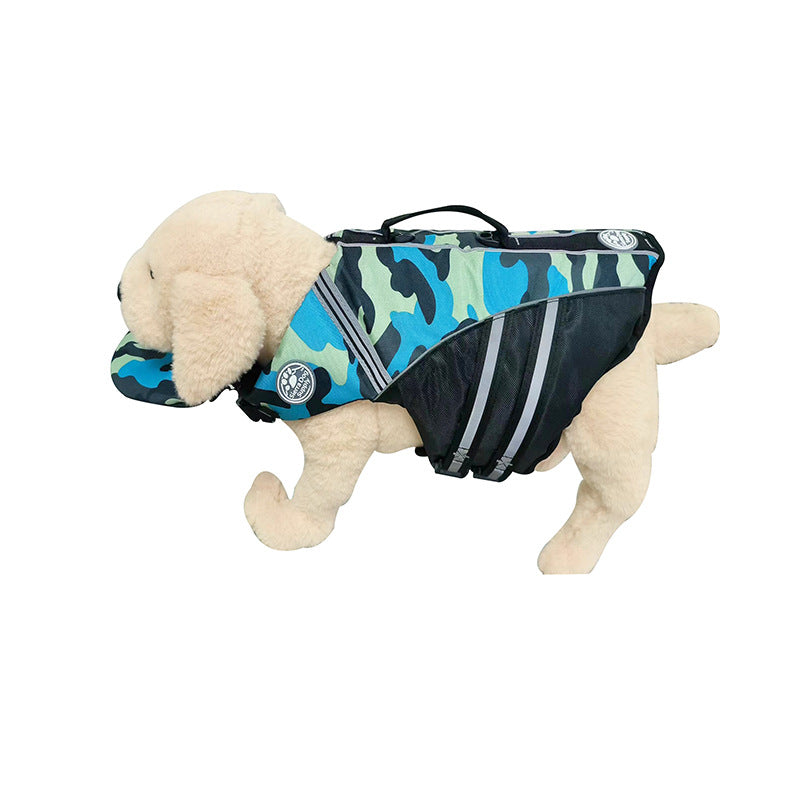 Harbor Hound SafeSwim dog life jacket in Blue Camouflage